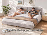 Artiss King Single Bed Frame with Headboard, Faux Linen Fabric Grey BFRAME-H-VIC-KS-BG-AB