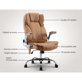 Artiss 8 Point Massage Office Chair PU Leather Brown MOC-1223-EP