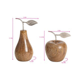 Set 2 Asst Handcrafted Apple & Pear W Antique Silver Leaf 17cm V637-59071APL