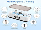 X82 White Ultrasonic Jewelry & Eyeglass Deep Cleaner with Cloth - LCD Digital Display & 5-Level V888-ELOSUNG45417