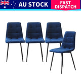 Levede 4x Dining Chairs Kitchen Velvet Blue CH1057-FL-4-BLX2