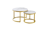 Nesting style Coffee Table - White on Champagne Gold - 60cm/45cm V292-NEST-WHT005