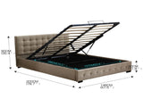 Levede Fabric Bed Frame Double Gas Lift Double Beige BF1008-D-BG