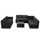 8PCS Outdoor Furniture Modular Lounge Sofa Lizard-Black V264-OTF-509S-BLK