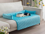 Plush Bolster Pet Bed Mat with Anti-Slip Base and Extended Drop Edge for Sofa and Floor Lounging V1341-ZY-5HCS3Q9B-GREYCOFFEE-7575CM
