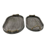 Set 2 Nested Rustic Oval Trays Handles 46x5cm V637-97036TRA