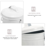 Stylish Iron Desktop Garbage Bin, White, Odor-Preventing and Versatile V1370-AZ4-08903