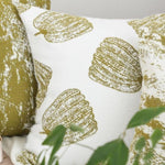 SOGA 50cm Throw Pillow White with Olive Green Autumn Harvest Pumpkin Print Home Decor FRENCHCUSHION329