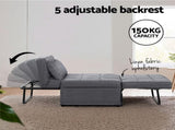 Artiss Sofa Bed Lounge Convertible Ottoman 1 Seater Couch Recliner Linen Grey SBED-E-FA-03-GY