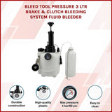 Bleed Tool Pressure 3 ltr Brake & Clutch Bleeding System Fluid Bleeder V63-838861