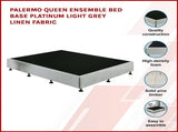 Palermo Queen Ensemble Bed Base Platinum Light Grey Linen Fabric V63-822871