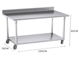 SOGA 120cm Commercial Catering Kitchen Stainless Steel Prep Work Bench Table with Backsplash and WORKBENCHSS8003120CM