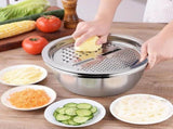 5-in-1 Stainless Steel Shredding Bowl & Drainage Chopping Basin Set Space-Saving Colander with V1366-AZ2-W-10939