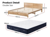 RoomSense Double 34cm Medium Soft Gel Mattress Bundle, Oatmeal Bed Frame XFKF-1666-OATMEAL-D