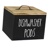 Wooden Storage Container with Lid, Farmhouse Dishwasher Pod Dispenser Box for Laundry Room, Bathroom V1189-LC-RY-00350