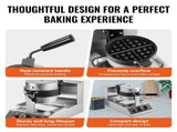 Commercial Waffle Maker, 1300W Round Waffle Baker Machine, Non-Stick Stainless Steel Belgian Waffle V952-SYBLSHFBJDP1II7A0V3