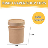 QZS 20 Pack Paper Soup Bowls,12oz Disposable Paper Soup Bowls with Lids for Ice Cream,Durable V1189-WXFWAL-20260319-00331