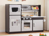 Keezi Kids Play Kitchen Pretend Toy Kitchen With Wooden Play Food Set PLAY-WOOD-MODERN-3IN1