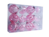 12Pcs Xmas Ball Ornament Round Party-Pink 8cm V1263-JX-774