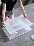 2x 57 Litre Modular Clear Foldable Storage Box with Lid Plastic Tub Collapsible V563-75200-2X