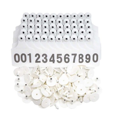 1-100 Cattle Number Ear Tag 6x7cm Set - Medium White Cow Sheep Livestock Label V238-SUPDZ-40208916742224
