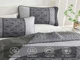 Grey Stripe Plaid Dream Bedspread Coverlet 3 Piece Set V745-AC080917Q13U