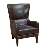 Vintage Brown Bonded Leather High Back Armchair V1041-JLC-1081LEATHER