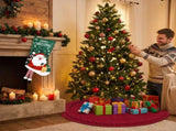 Knitted Christmas Tree Skirt & Santa Stocking Combo Set Festive Holiday Home Decor Reusable Xmas V888-ELOSUNG54465