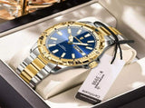 Men'S Watch Stainless Steel Watch Blue Dial Watch Water-Resistant Watch - 959 gold silver blue V1106-937-97937-GO2L-01