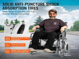 Wheelchair Steel Transport Chair Foldable Wheelchair 24-In W Seat 300lbs V952-FWYSLYTGHX24GCRZ7V0