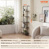 VEVOR Industrial Square Pipe Shelf 5 Tier 48x30x178cm Wall-Mount for Bedroom V952-JSGZWJFGHMBHGMXTKV0