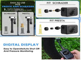 Mini Electric Bike Tyre Pump Black 150 PSI with Digital Gauge for Presta and Schrader Valves V178-59147
