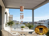 Solar Wind Chime Lantern 2 in 1 Outdoor Decor, Iron Hollow Out Projection with Hummingbird Flower V1369-AZ3-W-12077