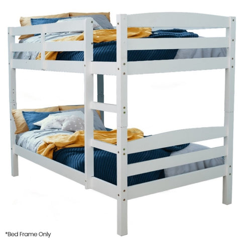 KINGSTON SLUMBER Single Bunk Bed Frame, Solid Pine 2-in-1 Modular Design, White V219-BEDSBBKS01WA