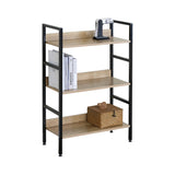 CARLA HOME 3 Tier Bookshelf - Wood Metal Display Shelf - Brown - Rustic - Steel - Living Room Office V178-36424