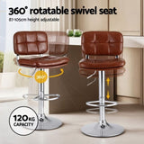 Artiss 4x Bar Stools Kitchen Swivel Gas Lift Counter Chair Tuft PU Leather Brown BA-K-778-BRX4