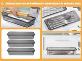 Chopstick Storage Box Grey PP for Kitchen Utensil Organization 3Pcs V1192-AZ-W-32861