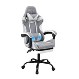 Artiss Gaming Office Chair Fabric Ergonomic with 2 Point Message Light Grey MOC-L-GC-2P-FAB-LG