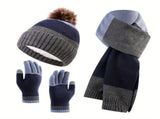 Unisex Knit Hat Scarf Gloves Set Winter Accessories Australia 3-Piece Warm Set - Yellow - Size L V1347-922-23958-YEL-L