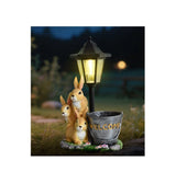 Solar Simulation Rabbit Ornament, charges by day and lights up automatically at night, three rabbits V1232-TZHPD-001