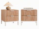 Artiss 2X Bedside Table 2 Drawers Storage Nightstand Cabinet Metal Legs Pine FUR-U-BS-01-WDX2