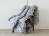 Hand Knitted Chunky Blanket Thick Acrylic Yarn Blanket Home Decor Throw Rug - Grey V63-834771
