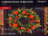 Christabelle 61cm Sable Fir Christmas Wreath Pre Lit Multi Function LED Eucalyptus Pine Cones R 112_SENSF61