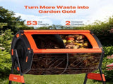 Compost Tumbler, 200L Dual Chamber Outdoor Tumbling Composter with 2 Sliding Doors and Aeration V952-FGXDFJDGL53GHS2TI001V0