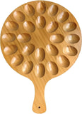Round Wooden Serving Tray with Handle 24 Holes for Storing Deviled Eggs Sustainable Wood Design V1258-DP02-BOL-251