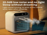 USB rechargeable mini air conditioning fan, supports USB/wireless charging. Features 3-speed wind, V1232-BXSKT001