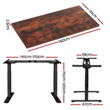 Artiss Standing Desk Motorised Dual Motor Rustic Brwon 140CM HASD-268-BKDF-RBDB-140