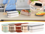 Lunch Containers, Stainless Steel Japanese Style Double-layer Lunch Bento Outdoor Lunch V1370-AZ4-18613