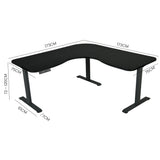 FORTIA Corner Standing Desk, 1730W x 1730W x 750D, 3 Motors, 120kg Load, Sit to Stand Up Electric V219-OFFCMBEQC3KC3K