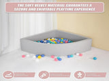 Corner Ball Pit Playpen Enclosure Safe Grey Play Area for Babies and Toddlers, Indoor or Outdoor V63-921201